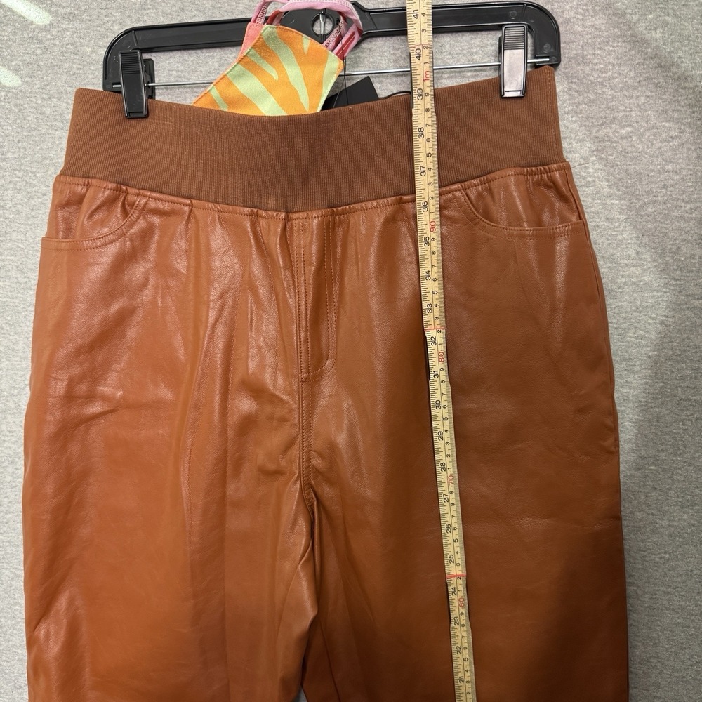 Kendall + Kylie Faux Leather Jogger Pants L Brown NWT Y2K Streetwear Luxe City - Picture 5 of 11